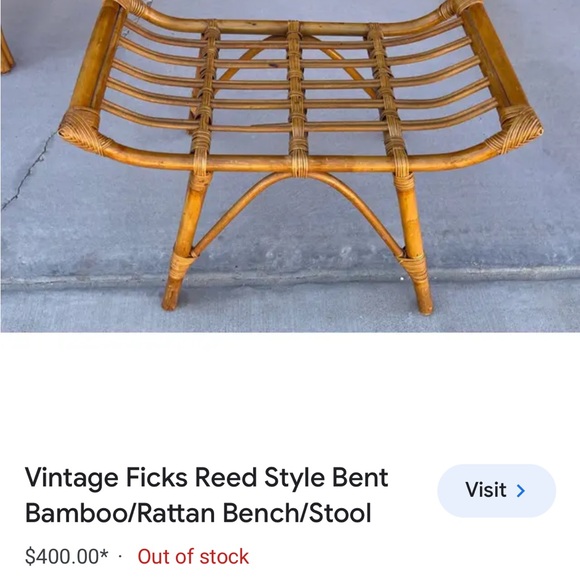 Vintage Ficks Reed Style Bent Bamboo/Rattan Bench. Perfect for indoors or out - Picture 8 of 12